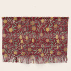 William Morris Vintage Pomegranate Fruit Red Madder Bayleaf Pattern Wall Hanging Gallery Image 1
