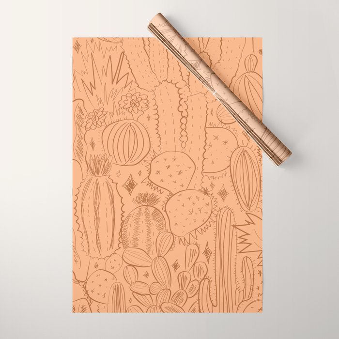 Cactus Scene in Orange Wrapping Paper Gallery Image 1