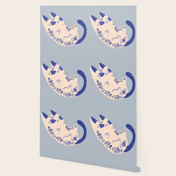 Purrcelin Cat Butt - Charming Delft Pottery Kitty Wallpaper Gallery Image 2