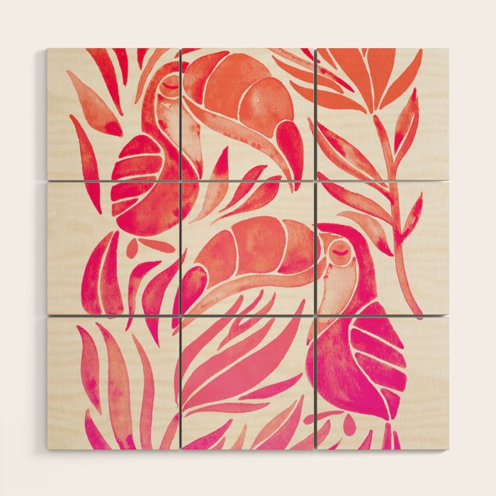 Tropical Toucans - Pink OmbrÃ© Palette Wood Wall Art Gallery Image 1