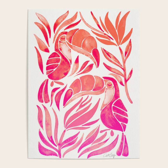 Tropical Toucans - Pink OmbrÃ© Palette Poster Gallery Image 1