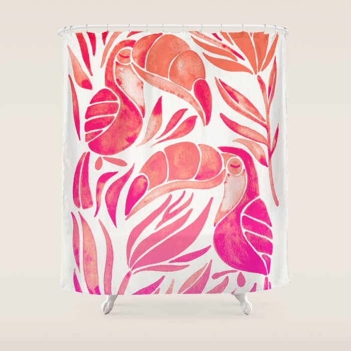 Tropical Toucans - Pink OmbrÃ© Palette Shower Curtain Gallery Image 1
