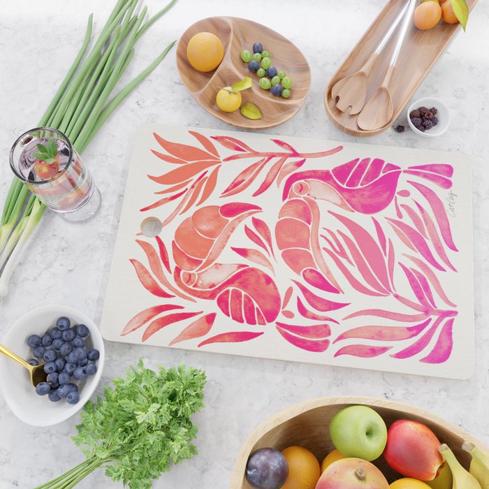 Tropical Toucans - Pink OmbrÃ© Palette Cutting Board Gallery Image 2