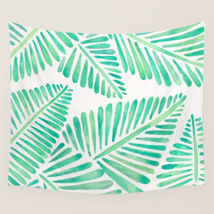 Tropical Banana Leaves - Mint Palette Wall Tapestry Gallery Image 1