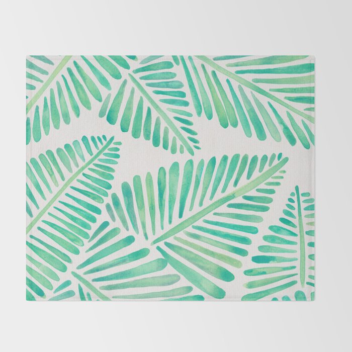 Tropical Banana Leaves - Mint Palette Throw Blanket Gallery Image 2