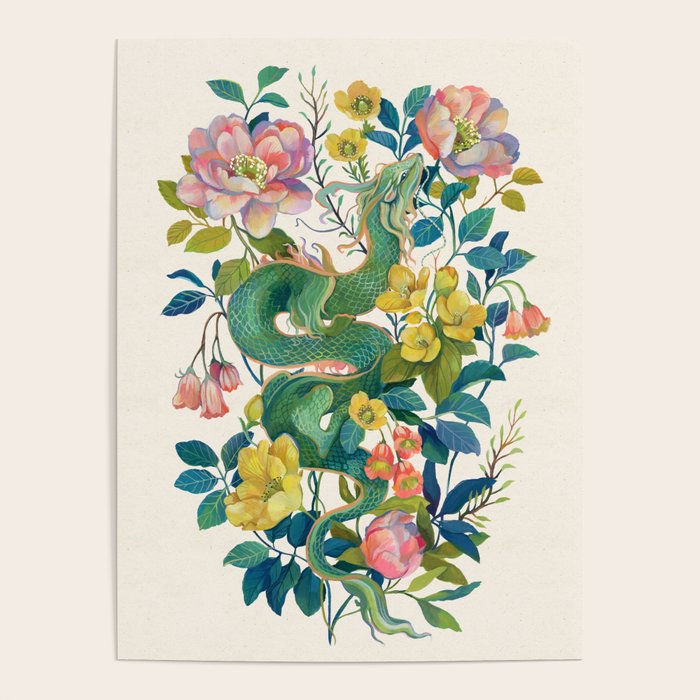 Floral Dragon Poster Gallery Image 1