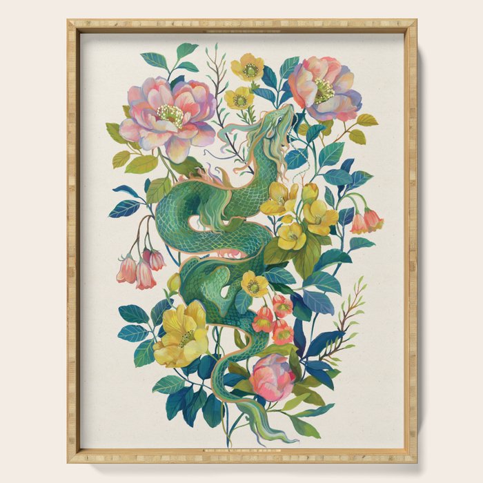 Floral Dragon Serving Tray Gallery Image 1