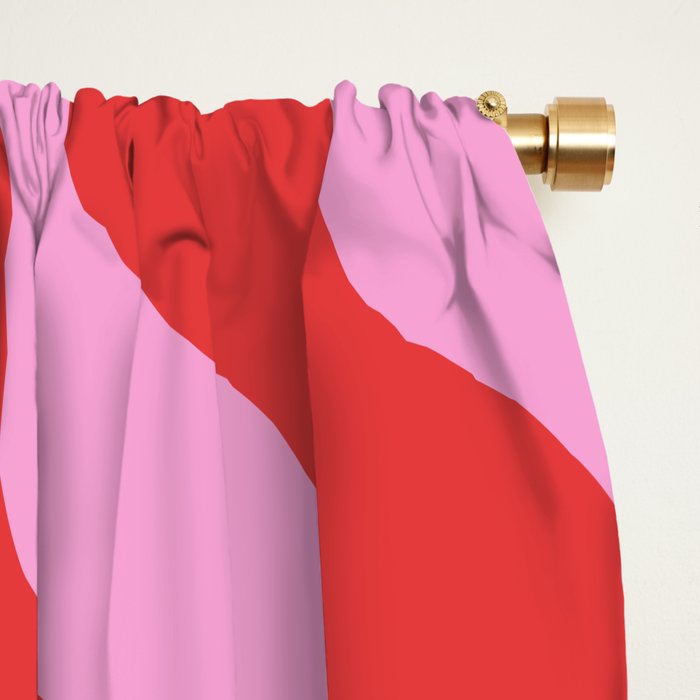 Retro Wavy Abstract Pattern in Red & Pink Window Curtain Gallery Image 2