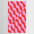 Retro Wavy Abstract Pattern in Red & Pink Tablecloth Gallery Image 2