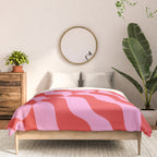 Retro Wavy Abstract Pattern in Red & Pink Comforter Gallery Image 3