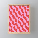 Retro Wavy Abstract Pattern in Red & Pink Mini Art Print Gallery Image 1