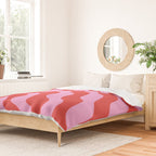 Retro Wavy Abstract Pattern in Red & Pink Duvet Cover Gallery Image 2