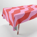 Retro Wavy Abstract Pattern in Red & Pink Tablecloth Gallery Image 1