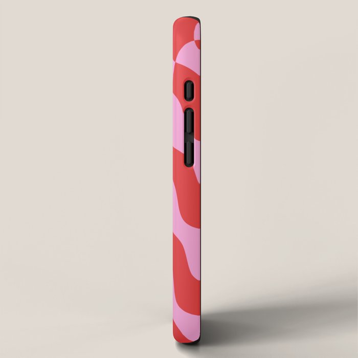 Retro Wavy Abstract Pattern in Red & Pink iPhone Case Gallery Image 2