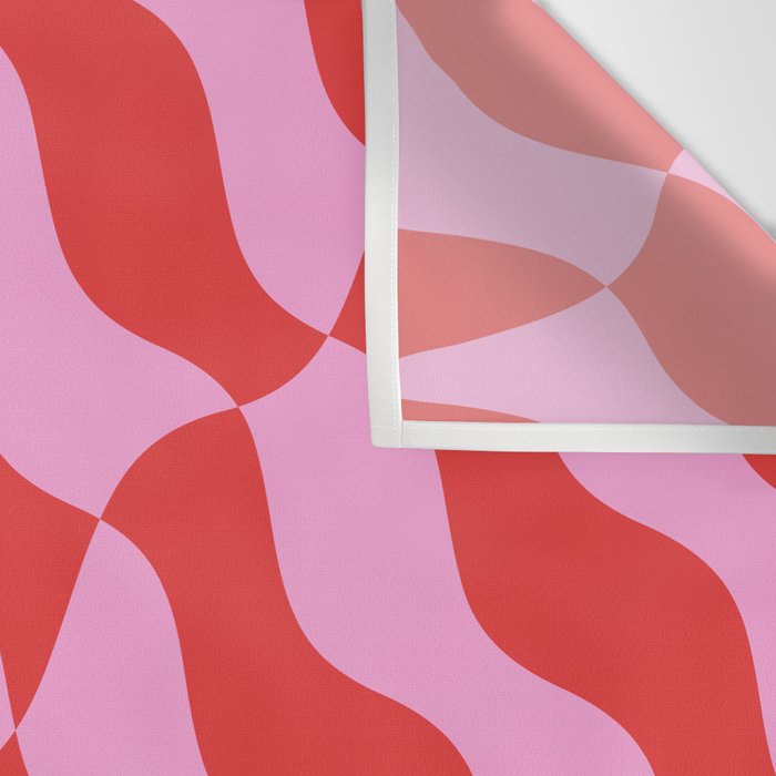 Retro Wavy Abstract Pattern in Red & Pink Wall Tapestry Gallery Image 3