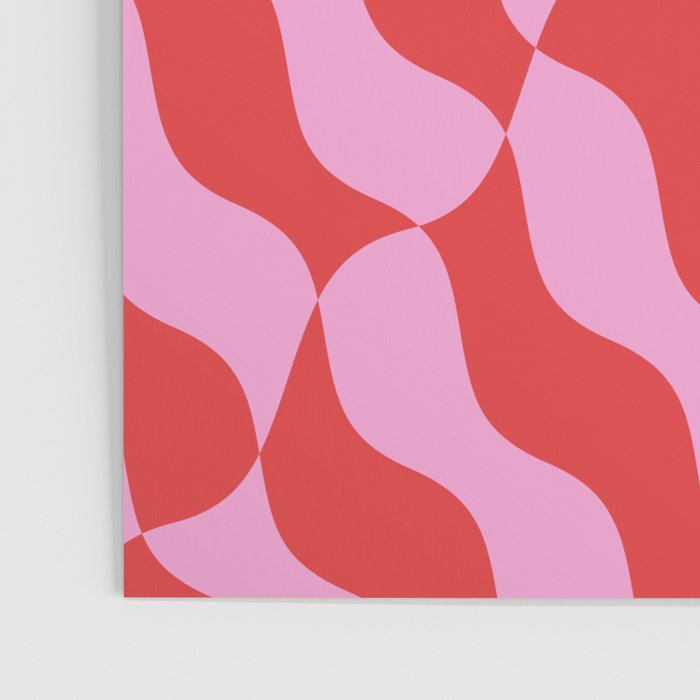Retro Wavy Abstract Pattern in Red & Pink Poster Gallery Image 3