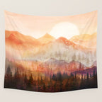 Forest Shrouded in Morning Mist Wall Tapestry Gallery Image 4