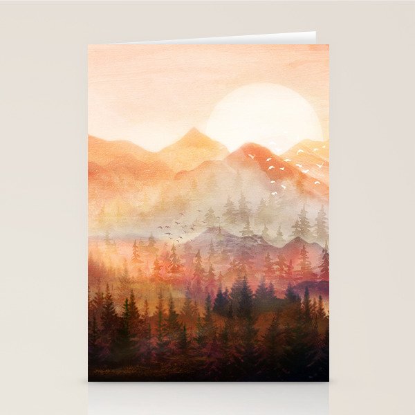 Forest Shrouded in Morning Mist Stationery Card Gallery Image 1