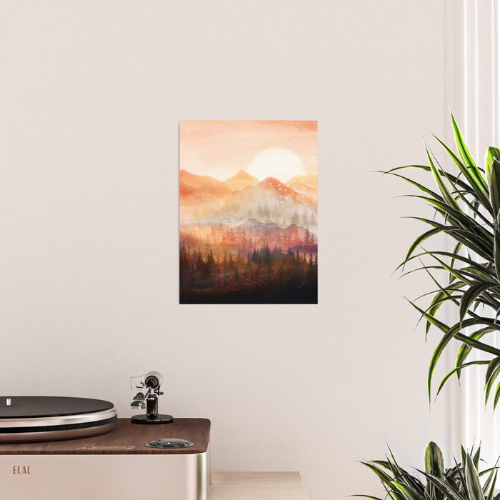 Forest Shrouded in Morning Mist Poster Gallery Image 2