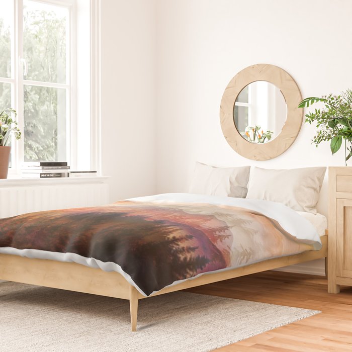 Forest Shrouded in Morning Mist Duvet Cover Gallery Image 2