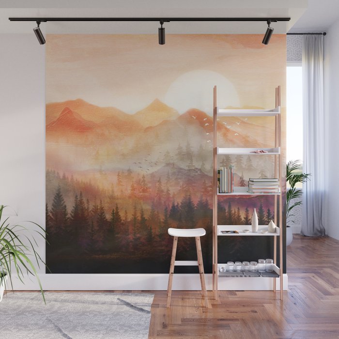 Forest Shrouded in Morning Mist Wall Mural Gallery Image 1