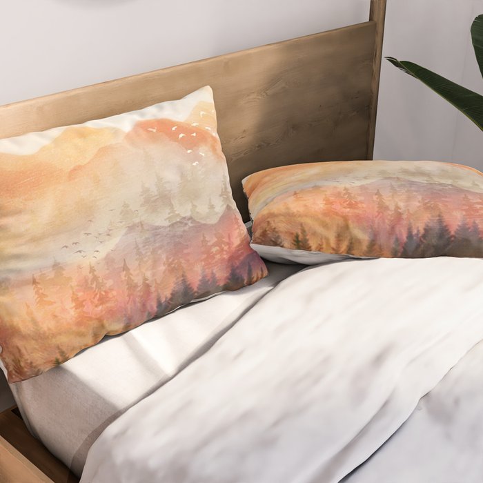 Forest Shrouded in Morning Mist Pillow Sham Gallery Image 2