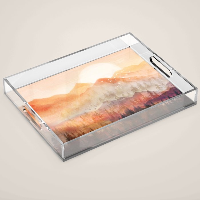 Forest Shrouded in Morning Mist Acrylic Tray Gallery Image 1