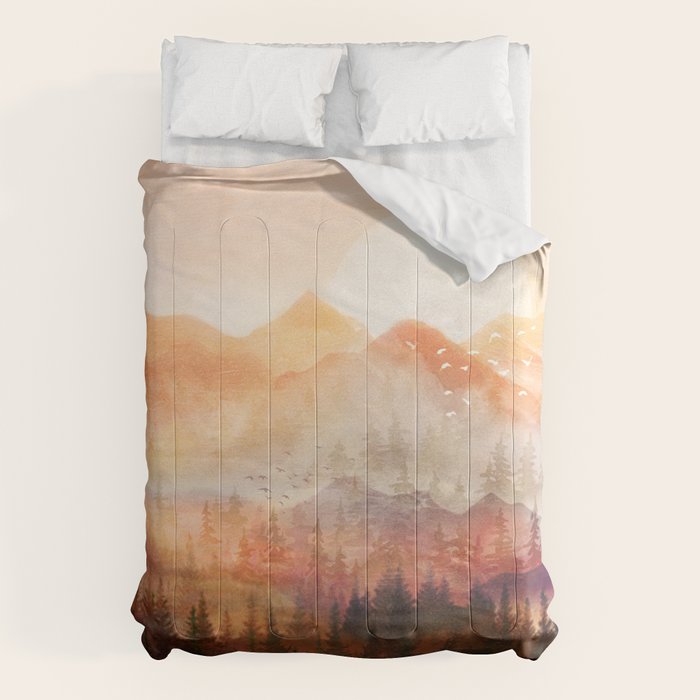 Forest Shrouded in Morning Mist Comforter Gallery Image 6