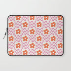 Orange Flower Pink & White Warped Double Checker Laptop Sleeve Gallery Image 1