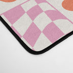 Orange Flower Pink & White Warped Double Checker Desk Mat Gallery Image 4