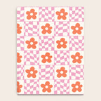 Orange Flower Pink & White Warped Double Checker Notebook Gallery Image 4