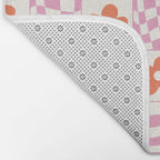 Orange Flower Pink & White Warped Double Checker Bath Mat Gallery Image 2