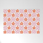 Orange Flower Pink & White Warped Double Checker Welcome Mat Gallery Image 1