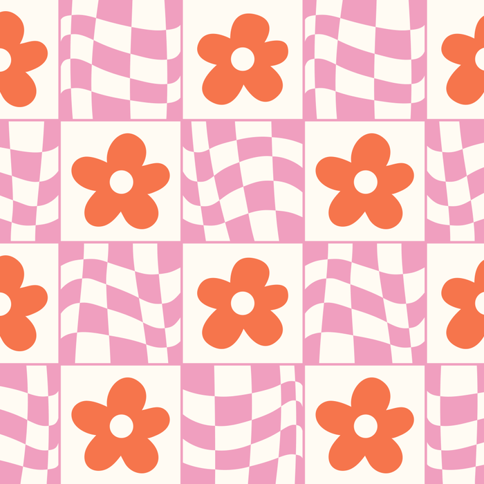 Orange Flower Pink & White Warped Double Checker Coffee Mug Gallery Image 2