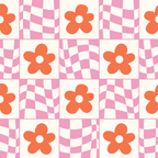 Orange Flower Pink & White Warped Double Checker Coffee Mug Gallery Image 2