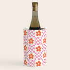 Orange Flower Pink & White Warped Double Checker Wine Chiller Gallery Image 1