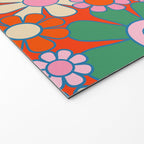 Retro Garden Gingham Flowers Vivid 60s 70s Floral Pattern Red Green Pink Welcome Mat Gallery Image 2
