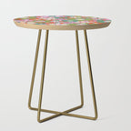 Retro Garden Gingham Flowers Vivid 60s 70s Floral Pattern Red Green Pink Side Table Gallery Image 1