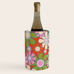 Retro Garden Gingham Flowers Vivid 60s 70s Floral Pattern Red Green Pink Wine Chiller Gallery Image 2