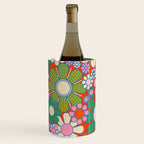Retro Garden Gingham Flowers Vivid 60s 70s Floral Pattern Red Green Pink Wine Chiller Gallery Image 3