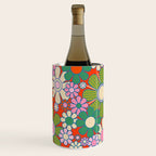 Retro Garden Gingham Flowers Vivid 60s 70s Floral Pattern Red Green Pink Wine Chiller Gallery Image 1