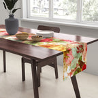 Boho chic pink yellow red roses floral vintage painting Table Runner Gallery Image 2
