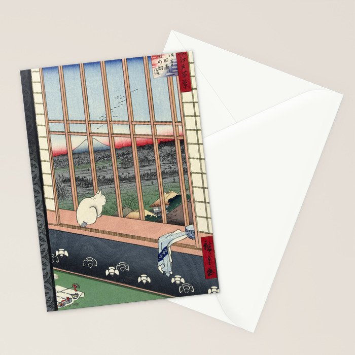 Utagawa Hiroshige Japanese Woodblock Cat Print Stationery Card Gallery Image 2