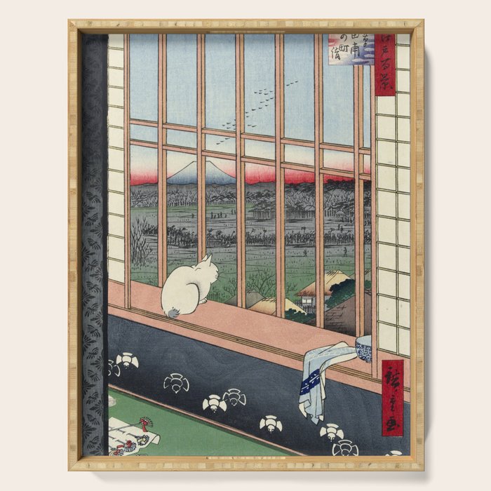 Utagawa Hiroshige Japanese Woodblock Cat Print Serving Tray Gallery Image 1