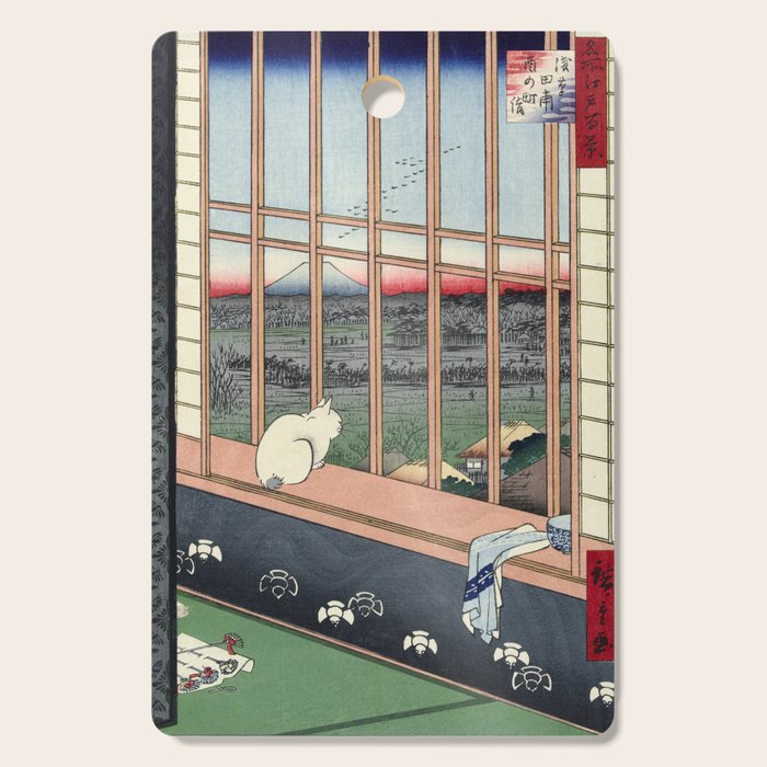 Utagawa Hiroshige Japanese Woodblock Cat Print Cutting Board Gallery Image 1