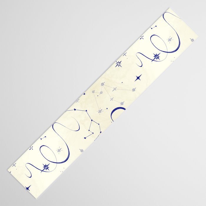 White and dark blue mystical starry night Table Runner Gallery Image 3