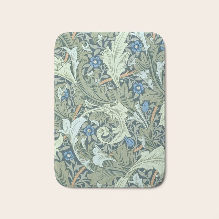 William Morris Granville Green Blue Vintage Pattern Bath Mat Gallery Image 1