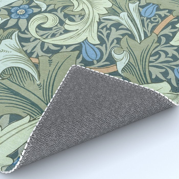William Morris Granville Green Blue Vintage Pattern Rug Gallery Image 4