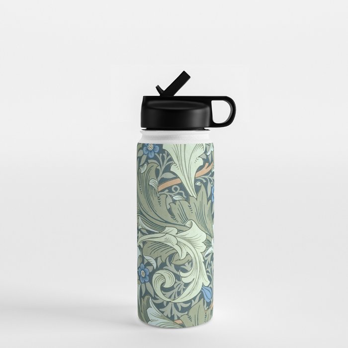 William Morris Granville Green Blue Vintage Pattern Water Bottle Gallery Image 1