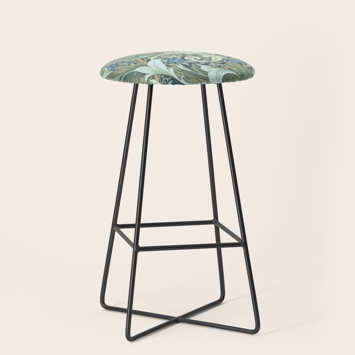 William Morris Granville Green Blue Vintage Pattern Stool Gallery Image 1